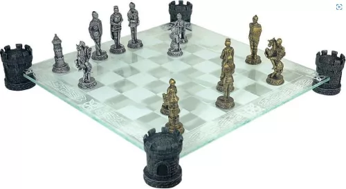 Set sah Mayer Chess MC-6061, sticlă și rășină, înălțime 8 cm