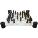 Set sah Mayer Chess MC-6069, sticlă și rășină, înălțime 8,5 cm, stil clasic