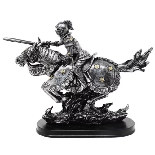 Figurina cavaler calare Giftdeco MC-23152, rasina, 31 x 22,5 x 11 cm