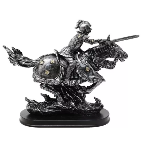 Figurina cavaler calare Giftdeco MC-23152, rasina, 31 x 22,5 x 11 cm