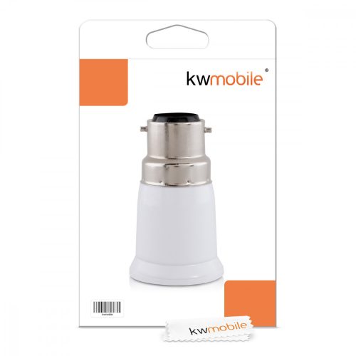 Set 4 Adaptoare dulie de la B22 la E27, Kwmobile, Alb, Plastic, 27510