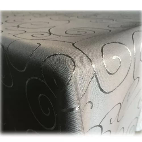 Fata de masa cu ornament Jemidi, 130 x 340 cm, Gri, Poliester, 55264.22.18