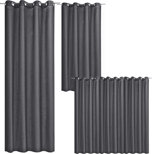 Draperie opaca Stella cu inele Jemidi, 140 x 245 cm, Gri, Poliester, 55283.19.01