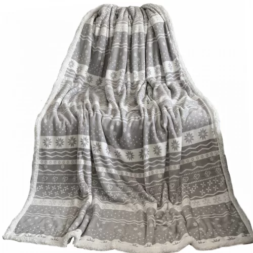 Patura reversibila din lana Sherpa Jemidi, 180 x 220 cm, Multicolor, Poliester, 55406.25.09