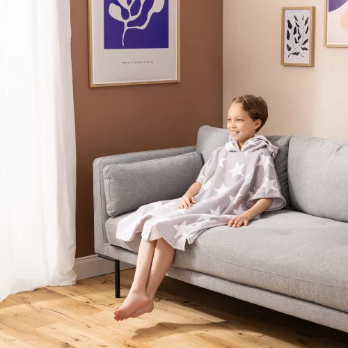 Poncho de baie pentru copii Homelevel, 8-11 ani, Gri, Bumbac, 54888.22.03