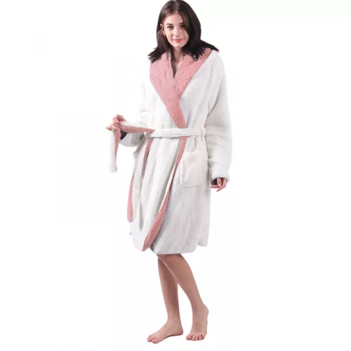 Halat de baie reversibil pentru femei Jemidi, L, Roz / Alb, Poliester, 55057.08.3