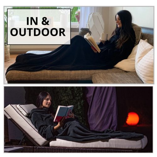 Patura cu maneci pentru TV Homelevel, 200 x 150 cm, Gri, Poliester, 55432.19.02