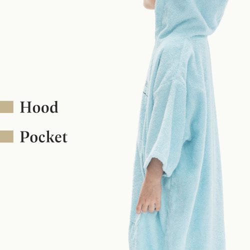 Poncho de baie pentru copii Homelevel, 6-9 ani, Albastru, Bumbac organic, 54976.42