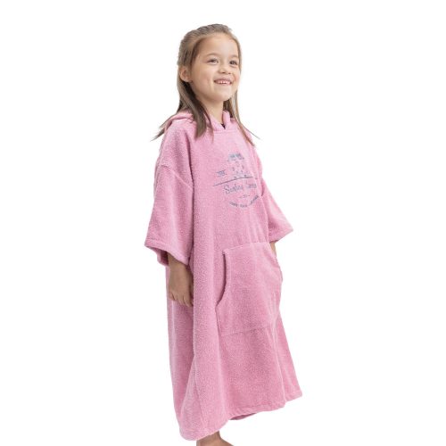 Poncho de baie pentru copii Homelevel, 6-9 ani, Roz, Bumbac organic, 54980.42