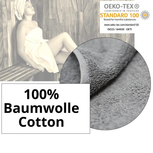 Prosop de sauna unisex Homelevel, 100 x 180 cm, Gri, Bumbac organic, 54937.03