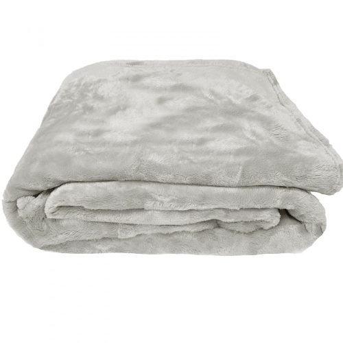 Patura de pat din microfibra Jemidi, 220 x 180 cm, Gri, Poliester, 55181.03.25