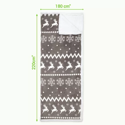 Patura reversibila din lana Sherpa Jemidi, 180 x 220 cm, Multicolor, Poliester, 55406.01