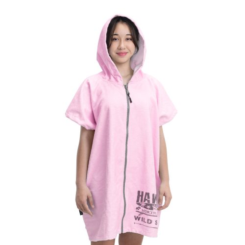 Poncho de baie pentru copii Homelevel, 8-11 ani, Roz, Bumbac organic, 54935.10.03