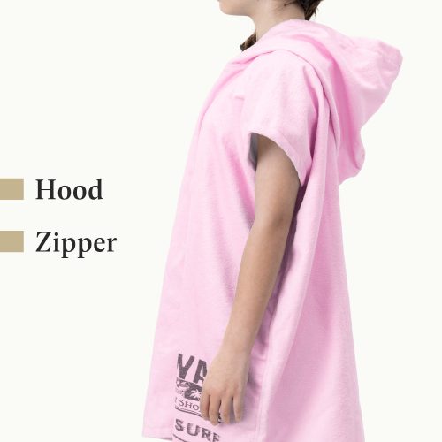 Poncho de baie pentru copii Homelevel, 8-11 ani, Roz, Bumbac organic, 54935.10.03