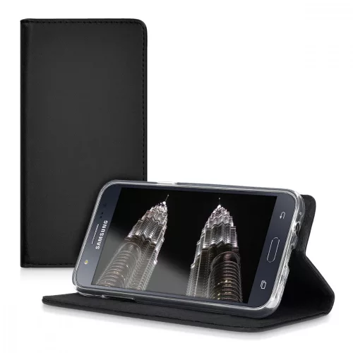 Husa pentru Samsung Galaxy J5, Piele naturala, Negru, 39196.01