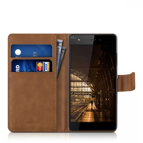 Husa pentru Wiko Pulp, Piele ecologica, Maro, 36145.83