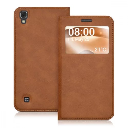 Husa pentru LG X Power, Piele ecologica, Maro, 39814.83