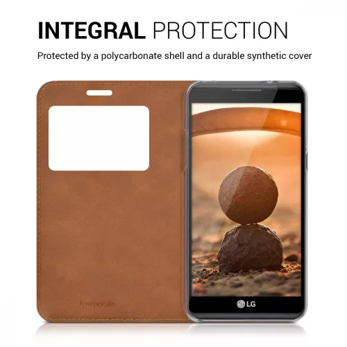 Husa pentru LG X Power, Piele ecologica, Maro, 39814.83