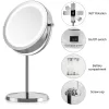 Oglinda Cosmetica cu suport, Iluminare LED, marire 5x, reglabila, 41188