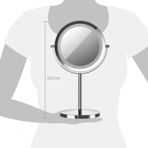 Oglinda Cosmetica cu suport, Iluminare LED, marire 5x, reglabila, 41188