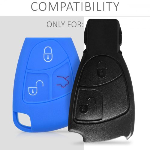 Husa Cheie Auto pentru Mercedes - 2-3 Butoane, Silicon, Albastru, 41626.04