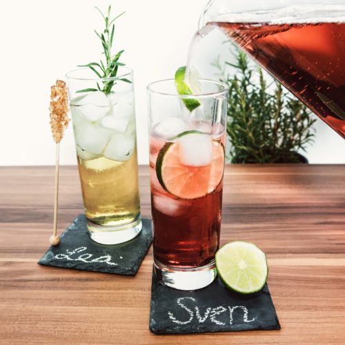 Set 4 suporturi pahar Navaris, 10x10 cm, personalizabile cu creta, gri antracit, gri, ardezie