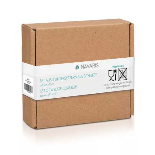 Set 4 suporturi pahar Navaris, 10x10 cm, personalizabile cu creta, gri antracit, gri, ardezie