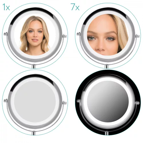 Oglinda Cosmetica cu suport, Iluminare LED, marire 7x, reglabila, 43104