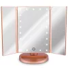 Oglinda Cosmetica cu 3 fete, Iluminare LED, marire 3x, pliabila, 43457.89