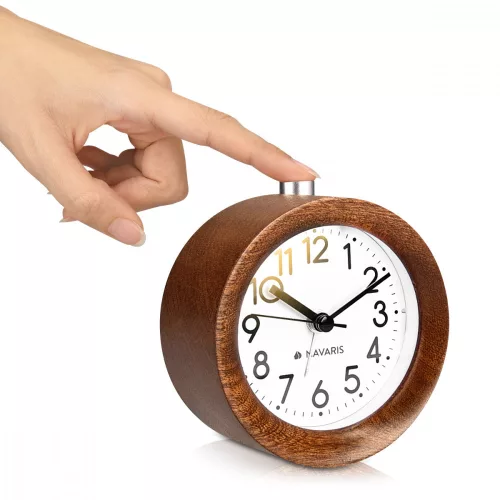 Ceas cu alarma analogic din lemn Snooze Retro, 43907