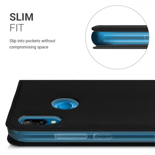 Husa pentru Huawei P20 Lite, Piele ecologica, Negru, 44361.01