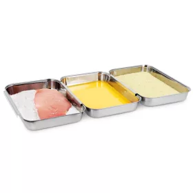   Set 3 Tavi Navaris, 22x15x3 cm, din inox, pentru inmuiere si panare, 44715.01