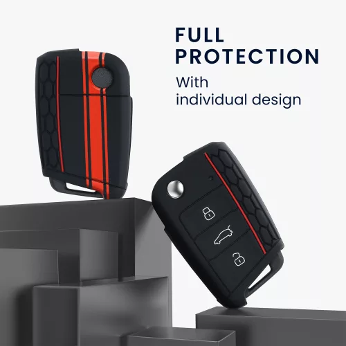 Husa Cheie Auto pentru VW - 3 Butoane, Silicon, Negru, 42888.09