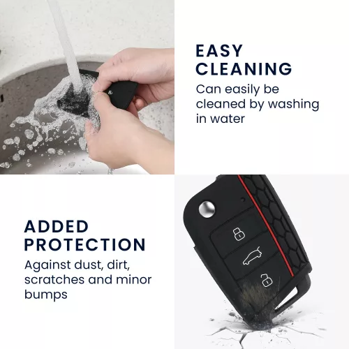Husa Cheie Auto pentru VW - 3 Butoane, Silicon, Negru, 42888.09