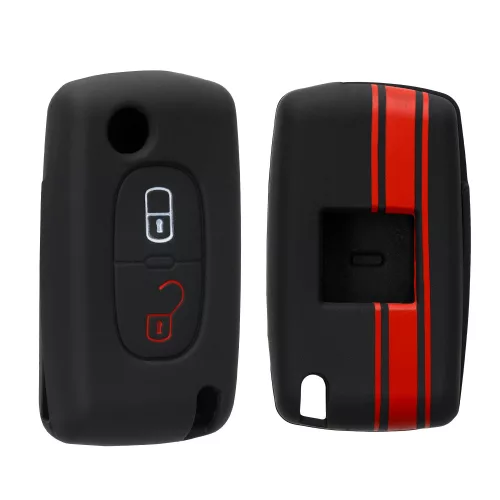 Husa Cheie Auto pentru Peugeot / Citroen - 2 Butoane, Silicon, Negru, 45652.01