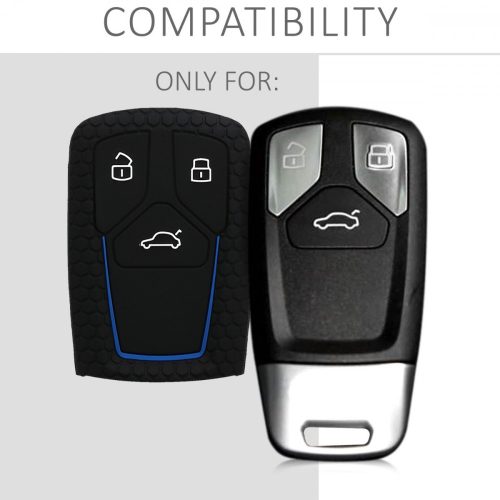 Husa Cheie Auto pentru Audi - 3 Butoane - Keyless Go, Silicon, Negru, 43623.17