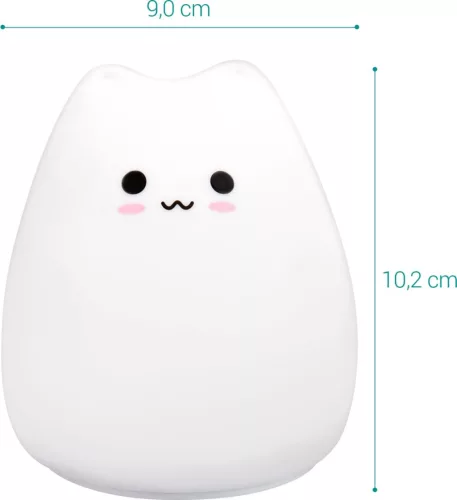 Lumina de noapte LED din silicon - XS Cat, Navaris, Alb, 46060.01