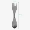 Spork 3-in-1 din titan pentru camping Navaris, Furculita, Lingura, Cutit, 46937.01
