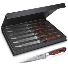   Set 6 cutite pentru friptura cu maner din lemn Navaris, 48114.01.06