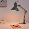 Lampa de masa Navaris, birou din lemn, 38 cm, design minimalist, gri/gri inchis, lemn