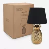 Lampa de masa Navaris, design ananas, 35 cm, gold/black, negru, sticla/ceramica/metal