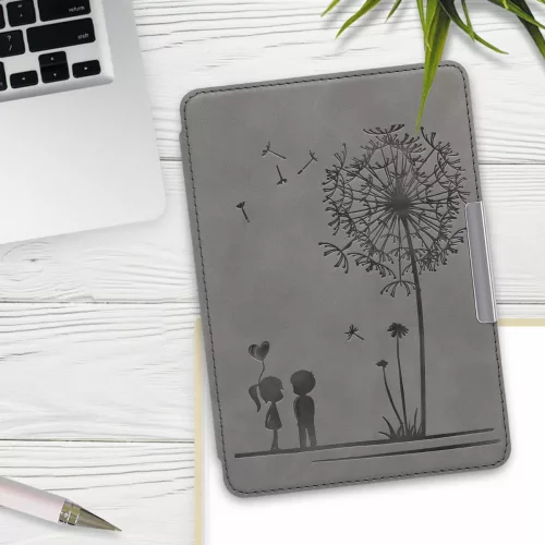 Husa pentru Kindle Paperwhite 10, Piele ecologica, Gri, 48975.03