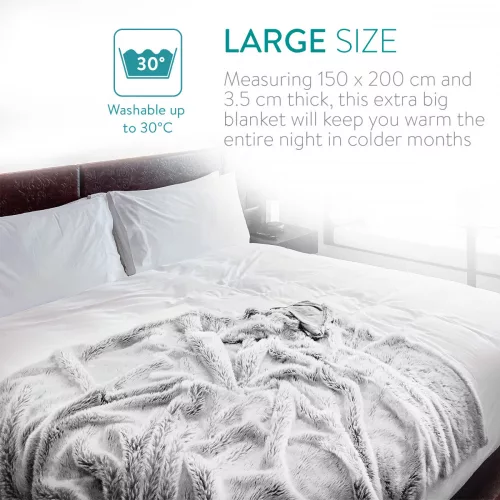 Patura Navaris reversibila cu blana, 150 x 200 cm, gri, 49847.22.02