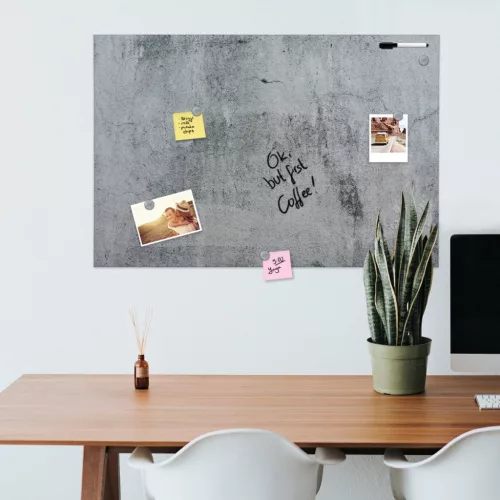 Tabla magnetica Navaris, design beton, 90x60 cm, whiteboard si magneti, multicolor, MDF/metal