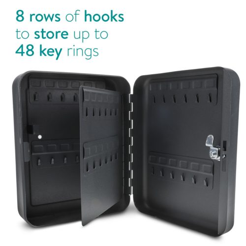 Cutie chei Navaris, 48 carlige, cu incuietoare, 25x20x8 cm, antracit, gri inchis, plastic/otel