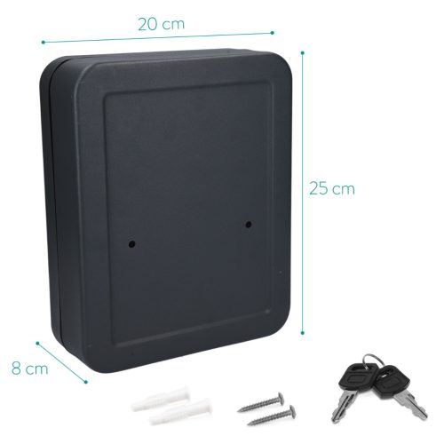 Cutie chei Navaris, 48 carlige, cu incuietoare, 25x20x8 cm, antracit, gri inchis, plastic/otel