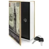 Seif tip carte Navaris, design Londra, 18.5x11.5x5.2 si 24x16x5 cm, 2 chei, albastru, otel