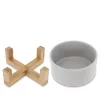 Set 2 Boluri pentru pisici si caini cu suport din bambus Navaris, 550 ml, Gri, 48350.1.22