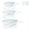 Set de 3 caserole de depozitare a alimentelor din sticla, 1500ml, 1000ml, 600ml, 47684.03.01