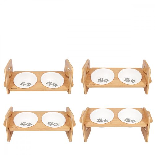 Set 2 Castroane + suport, Caini/ Pisici, Maro, 380 ml, 51308.02